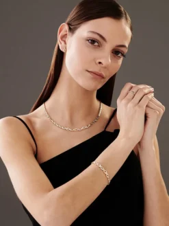 Bransoletka z żółtego złota z diamentami - 18 cm - 0,05 ct - próba 585