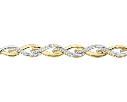 Bransoletka z żółtego złota z diamentami - 18 cm - 0,05 ct - próba 585