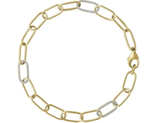 Bransoletka z żółtego złota z diamentami - 19 cm - 0,25 ct - próba 585