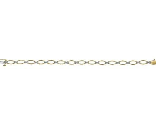 Bransoletka z żółtego złota z diamentami - 18 cm - 0,36 ct - próba 585