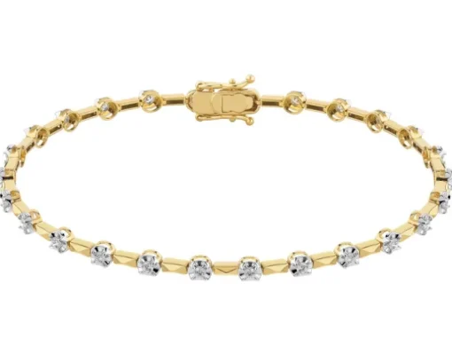 Bransoletka z żółtego złota z brylantami - 18 cm - 0,48 ct - próba 585