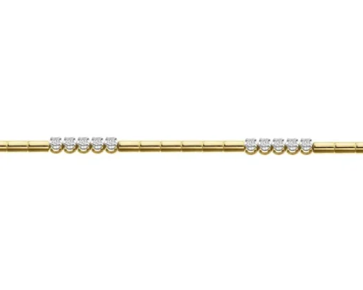 Bransoletka z żółtego złota z brylantami - 19 cm - 0,15 ct - próba 585