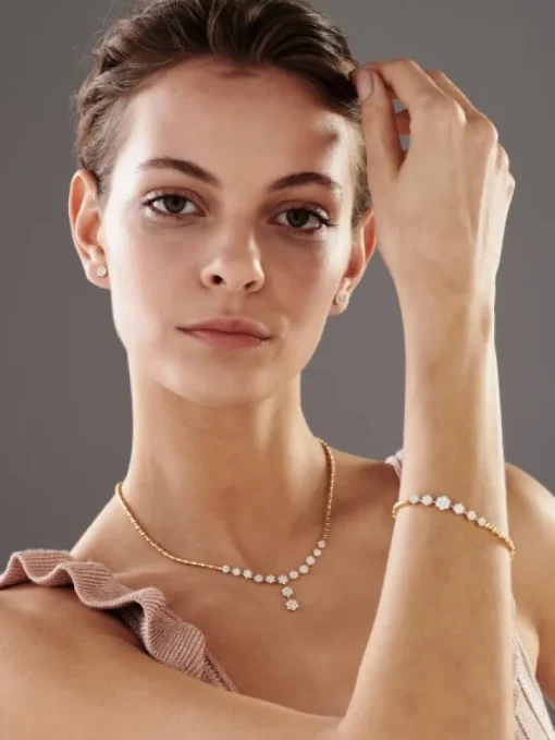Bransoletka z żółtego złota z brylantami - 18 cm - 0,97 ct - próba 585