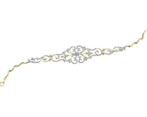 Bransoletka z żółtego złota z diamentem - 0,004 ct - próba 375