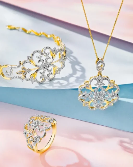 Bransoletka z żółtego złota z brylantami - 18 cm - 0,40 ct - próba 585