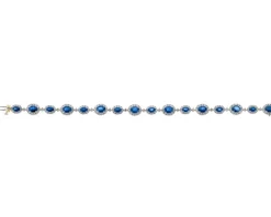 Bransoletka z żółtego złota z brylantami i szafirami - 18 cm - próba 585