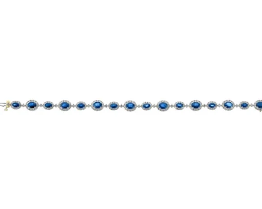 Bransoletka z żółtego złota z brylantami i szafirami - 18 cm - próba 585