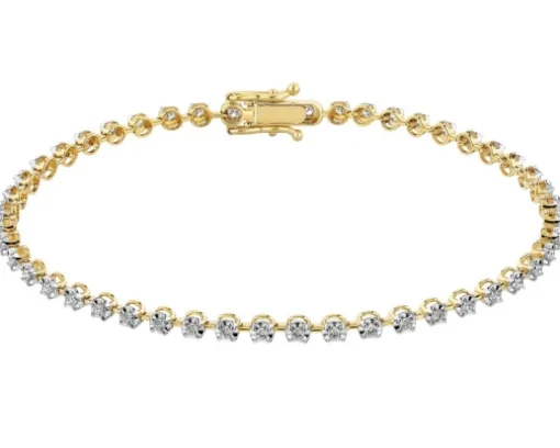 Bransoletka z żółtego złota z brylantami - 18 cm - 0,56 ct - próba 585