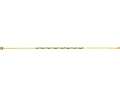 Bransoletka z żółtego złota z brylantami - 19 cm - 0,16 ct - próba 585