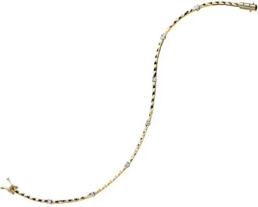 Bransoletka z żółtego złota z brylantami - 19 cm - 0,04 ct - próba 585