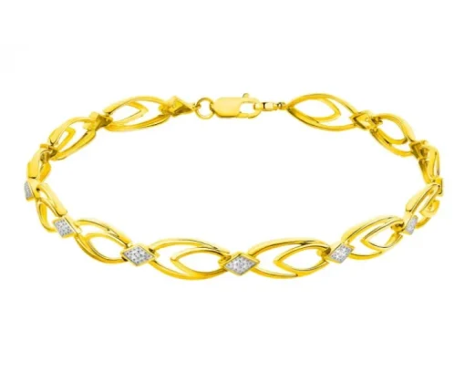 Bransoletka z żółtego złota z diamentami - 19 cm - 0,02 ct - próba 375