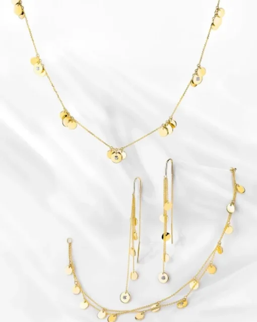 Bransoletka z żółtego złota z diamentem - koła - 0,005 ct - próba 375