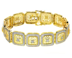 Bransoletka z żółtego złota z brylantami - 18 cm - 0,50 ct - próba 585
