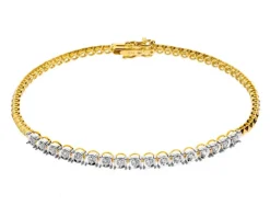 Bransoletka z żółtego złota z brylantami - 19 cm - 0,32 ct - próba 585