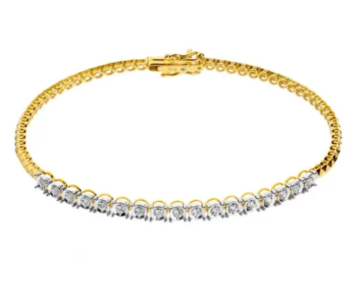 Bransoletka z żółtego złota z brylantami - 19 cm - 0,32 ct - próba 585