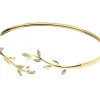 Bransoletka z żółtego złota z diamentami - liście - 0,03 ct - próba 375