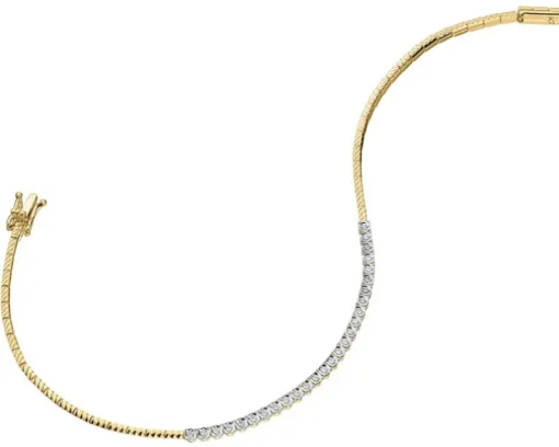 Bransoletka z żółtego złota z brylantami - 18 cm - 0,14 ct - próba 585