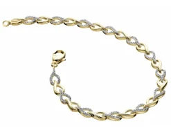 Bransoletka z żółtego złota z diamentami - 18 cm - 0,06 ct - próba 375