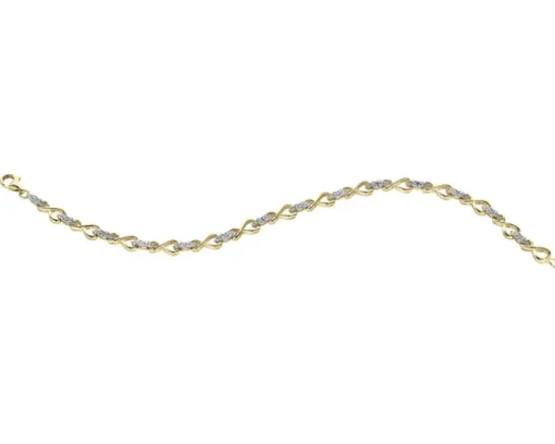 Bransoletka z żółtego złota z diamentami - nieskończoność - 18 cm - 0,15 ct - próba 375
