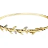 Bransoletka z żółtego złota z diamentami - liście - 0,01 ct - próba 375