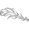 Broszka z białego złota z diamentami - piórko - 0,45 ct - próba 585