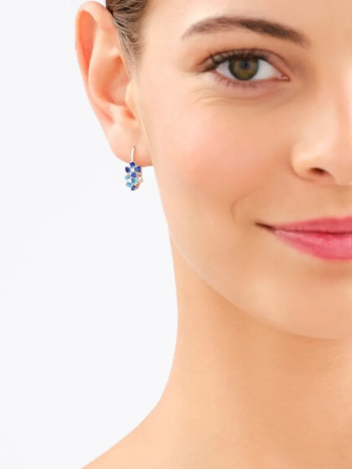 Kolczyki srebrne z cyrkoniami i emalią - kwiaty