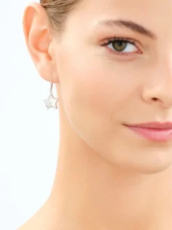 Kolczyki srebrne z cyrkoniami i masą perłową - gwiazdy