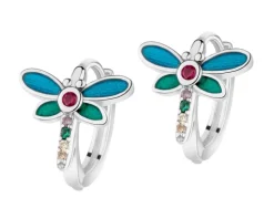 Kolczyki srebrne z cyrkoniami i emalią - ważki