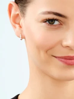 Kolczyki srebrne z cyrkoniami - serca, koła