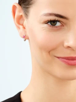 Kolczyki srebrne z cyrkoniami - serca, koła