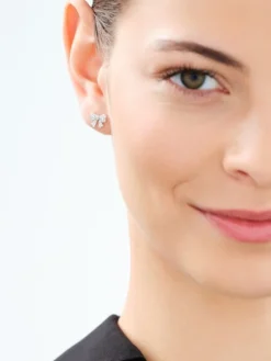 Kolczyki srebrne z cyrkoniami - kokardki