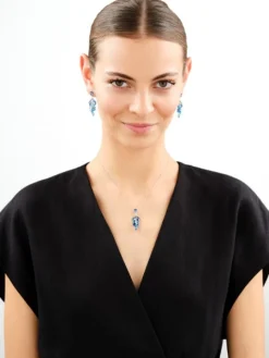 Kolczyki srebrne z cyrkoniami i szlifowanym szkłem