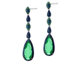 Kolczyki srebrne z cyrkoniami i szlifowanym szkłem