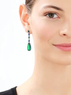 Kolczyki srebrne z cyrkoniami i szlifowanym szkłem