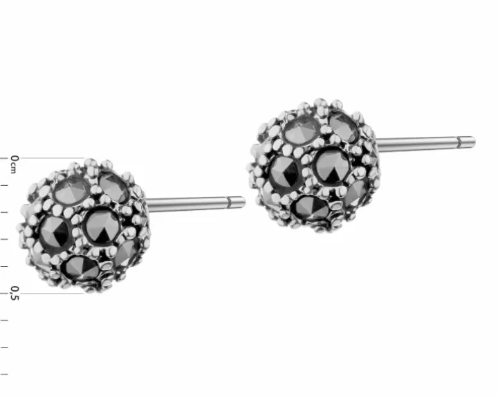 Kolczyki srebrne z markasytami - kulki