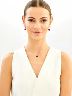 Kolczyki srebrne ze szlifowanym szkłem - serca