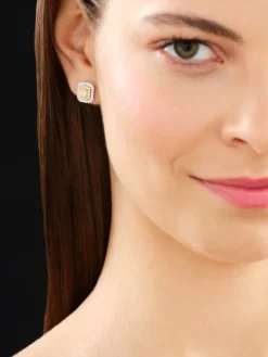 Kolczyki z białego i żółtego złota z diamentami - 1,20 ct - próba 585