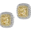 Kolczyki z białego i żółtego złota z diamentami - VS1-VS2/Fancy Light Yellow - 2,61 ct - próba 750