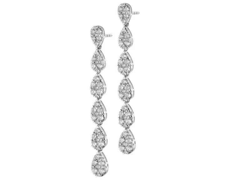 Kolczyki z białego złota z brylantami - 2,79 ct - próba 750