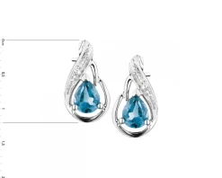 Kolczyki z białego złota z diamentami i topazami London Blue - próba 375
