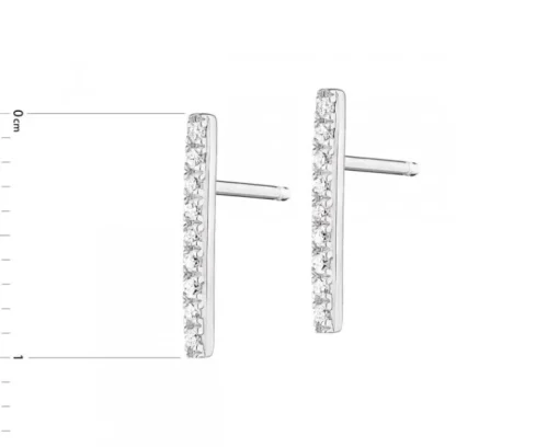 Kolczyki z białego złota z diamentami - 0,05 ct - próba 375