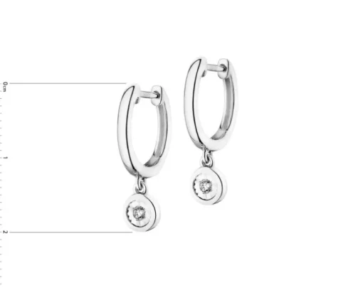 Kolczyki z białego złota z brylantami - 0,05 ct - próba 585