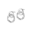 Kolczyki z białego złota z diamentami - 0,04 ct - próba 585