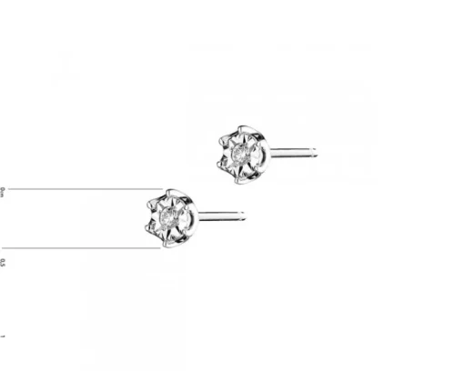 Kolczyki z białego złota z brylantami - 0,02 ct - próba 375