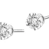 Kolczyki z białego złota z brylantami - serca - 0,12 ct - próba 585