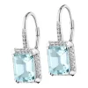 Kolczyki z białego złota z diamentami i topazami Sky Blue - próba 585