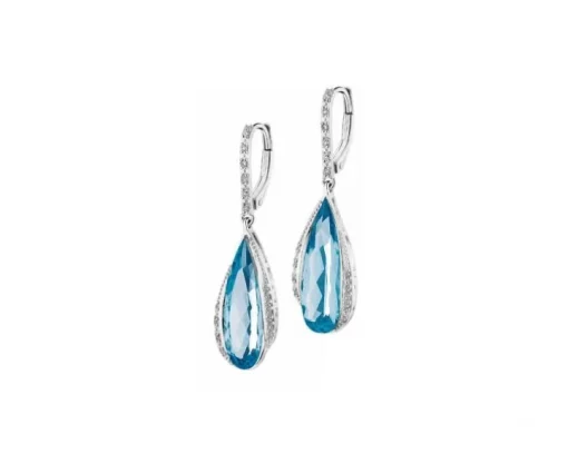 Kolczyki z białego złota z diamentami - kwiaty - 0,006 ct - próba 585
