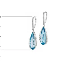 Kolczyki z białego złota z diamentami - kwiaty - 0,006 ct - próba 585