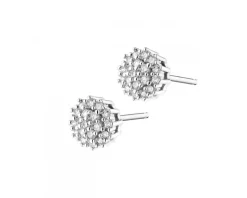 Kolczyki z białego złota z diamentami - 0,13 ct - próba 585