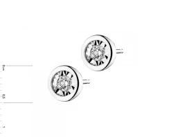 Kolczyki z białego złota z brylantami - 0,10 ct - próba 375
